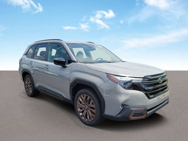 2026 Subaru FORESTER Sport in River Rock Pearl — front three-quarter view