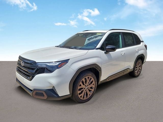 2026 Subaru FORESTER Sport in Crystal White Pearl — front three-quarter view