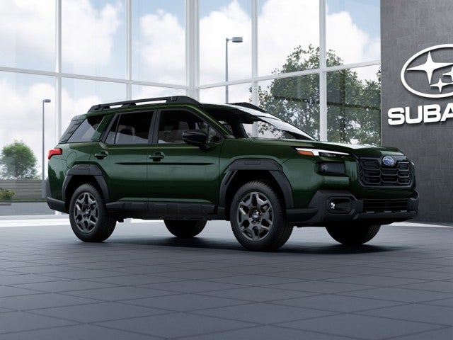 2026 Subaru OUTBACK Premium in Deep Emerald Green Pearl — front three-quarter view